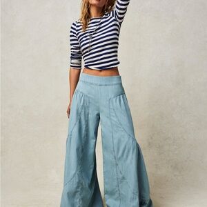 Free People Light Blue Wide Leg Pants